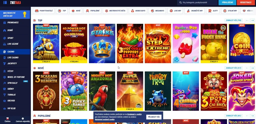 TikiTaka Casino umožňuje všem českým hráčům ponořit se do světa hazardní zábavy