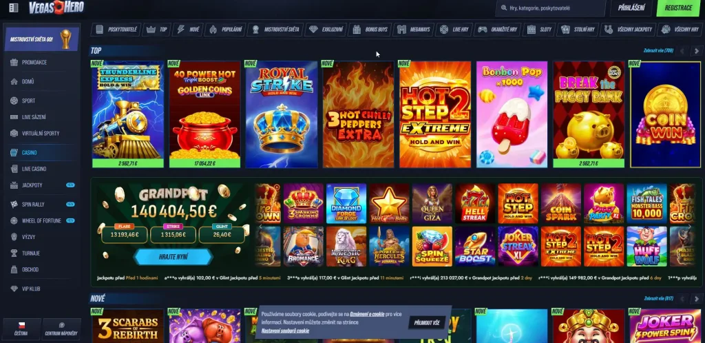VegasHero Casino a jeho neuvěřitelný jackpot v hrách přes 140 000 eur a mnoho bonusů na vás čekají