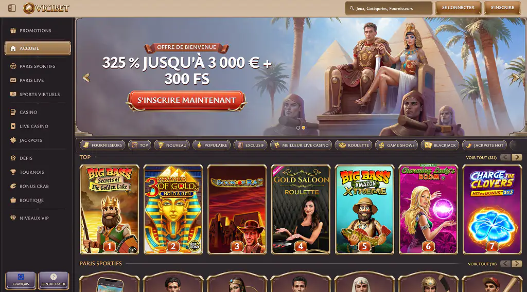 Vicibet Casino je nejlepší bonus 3000 eur a 300 roztočení zdarma pro vás